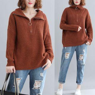 Half Zip Sweater Coffee - One Size