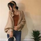 Batwing-sleeve Hooded Open-front Cardigan