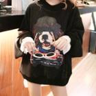 Mock Two-piece Dog Print Boxy Sweater