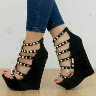Platform Wedge Heel Studded Sandals