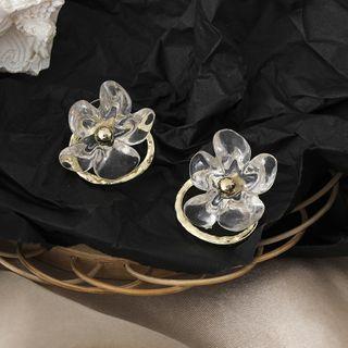 Transparent Flower Ear Stud 1 Pair - Stud Earrings - One Size