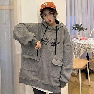 Letter Print Pocket Hoodie