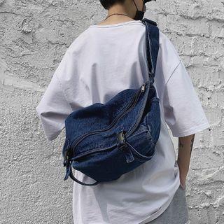 Denim Snap Buckle Flap Crossbody Bag
