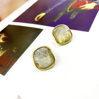 Geometry Drop Earring / Clip-on Earring 1 Pair - Silver Needle Earring - Gold - One Size