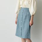 Button-detail Linen Midi Skirt