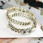 Rhinestone Alloy Open Bangle As Shown In Figure - One Size