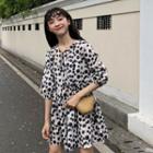 Print Puff-sleeve A-line Dress