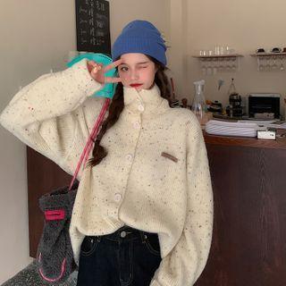 Melange Turtleneck Cardigan