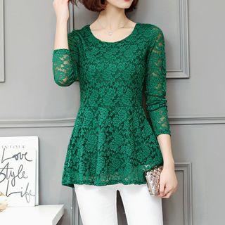 Long-sleeve Peplum Lace Top