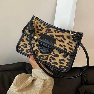 Leopard Print Flap Shoulder Bag