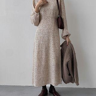 Bishop-sleeve Maxi Floral Dress
