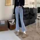 Mid Waist Fringed Bootcut Jeans