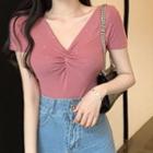 Sequined Short-sleeve Twisted T-shirt