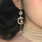 Non-matching Rhinestone Moon & Star Dangle Earring 1 Pair - Earrings - 1011a - Gold - One Size