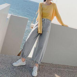 Drawstring-cuff Wide-leg Sweatpants / Set