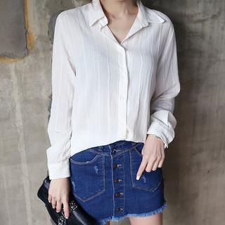 Long-sleeve Textured Cotton Shirt