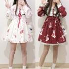 Long-sleeve Rabbit Print Mini A-line Lolita Dress