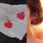 Heart Earring 0133a# - 1 Pair - Silver Needle - Heart - Red - One Size