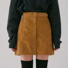 Button-front Corduroy Skirt