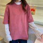 Short-sleeve T-shirt / Long-sleeve Lace Top