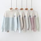 Hamster Embroidered Two-tone Sweater