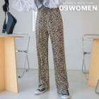 Plus Size Pleated Leopard Wide-leg Pants