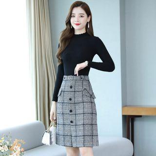 Plaid Sheath Skirt