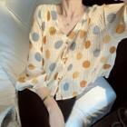Long-sleeve V-neck Polka-dot Blouse