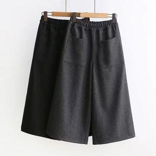 Cropped Woolen Wide-leg Pants