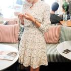 Floral Print Split-neck Dress