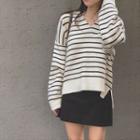 Collared Striped Sweater Ivory - One Size