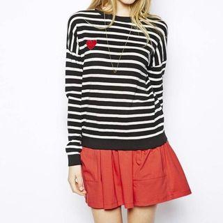 Striped Embroidered Knit Top