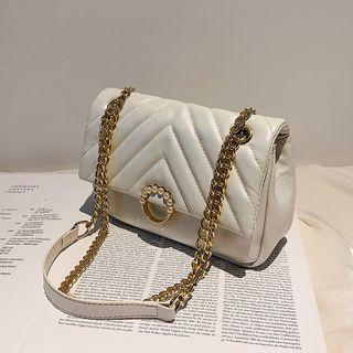 Floral Hoop Flap Crossbody Bag
