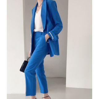 Set: Double-breasted Vivid Blazer + Straight-cut Dress Pants
