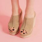 Faux-suede Espadrille Wedge Mules