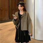 Pocket Detail Zip Jacket / Long-sleeve Mini Shift Dress