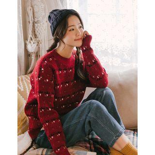 Crewneck Pattern Jacquard Sweater