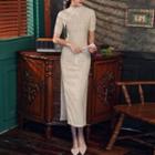 3/4-sleeve / Short-sleeve Lace Qipao Dress