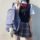 Letter Embroidered Lightweight Backpack Airy Blue - One Size