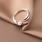 Sterling Silver Faux Pearl Open Ring 1 Pc - S925 Silver - Silver - One Size