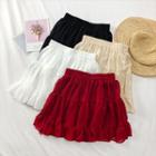 Ruffled-hem Plain Mini Skirt