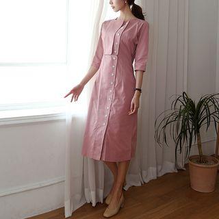 Round-neck Flap-detail Shirtdress
