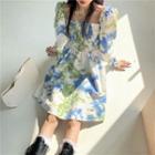 Long-sleeve Tie Dye Mini A-line Dress