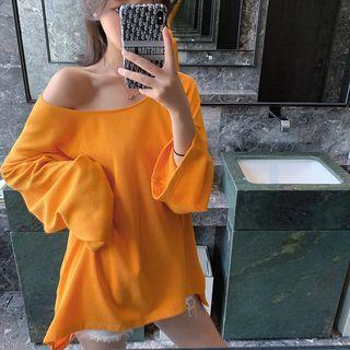 Boatneck Plain Long-sleeve T-shirt