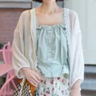 3/4-sleeve Open-front Light Jacket Light Mauve - One Size