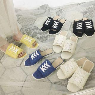 Canvas Open Toe Slide Sandals
