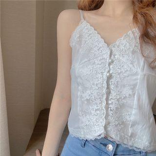 Set:plain Lace Tank Top/ Plain Lace Cardigan