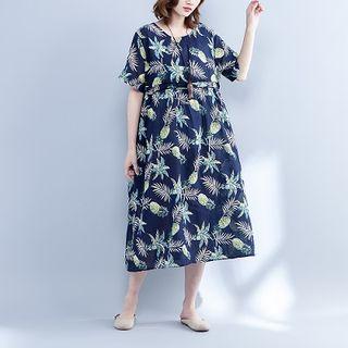 Picture Print Midi Dress