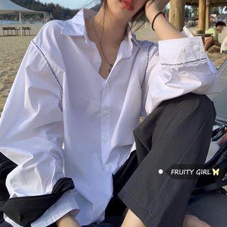 Lettering Shirt Shirt - White - One Size