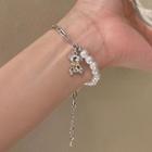 Bear Faux Pearl Bracelet Silver - One Size